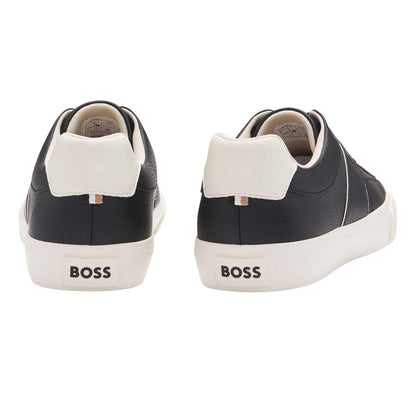 Black-White - Back - Boss Mens Aiden Tennis Trainers