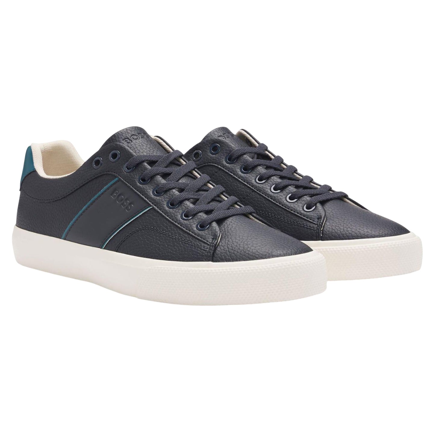 Dark Blue-Navy - Front - Boss Mens Aiden Tennis Trainers