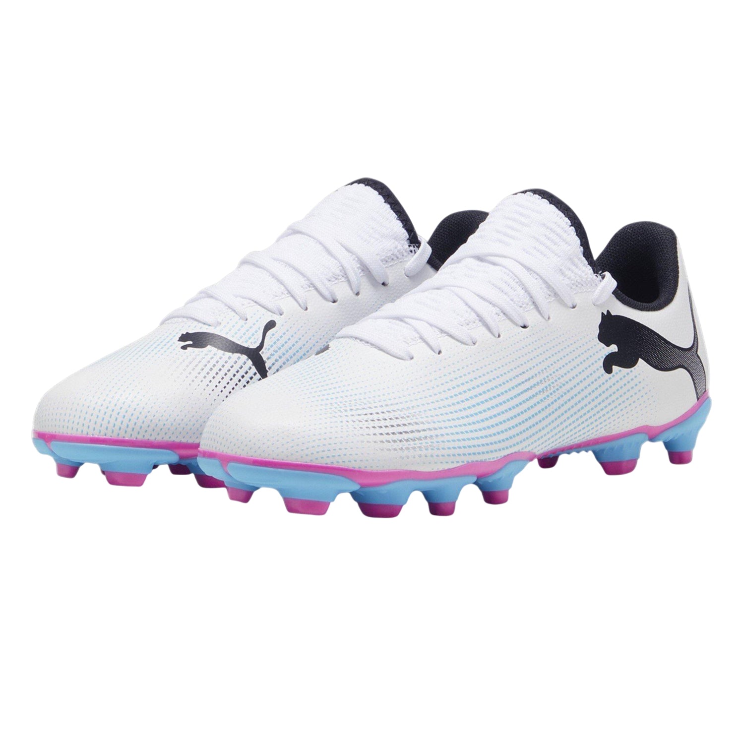 White - Front - Puma Childrens-Kids Future 7 Match Firm Ground Football Boots