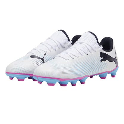 White - Front - Puma Childrens-Kids Future 7 Match Firm Ground Football Boots