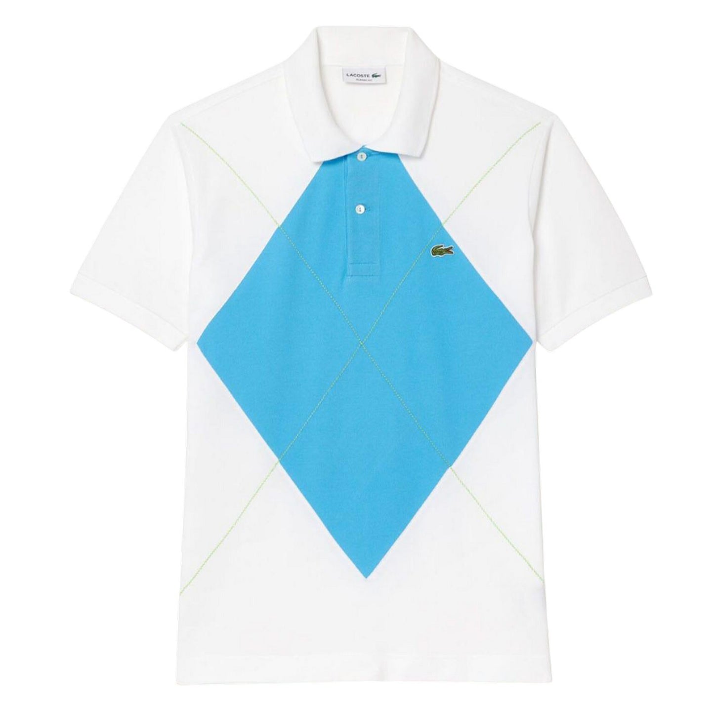 White-Blue - Front - Lacoste Mens L.12.12 Argyle Classic Polo Shirt
