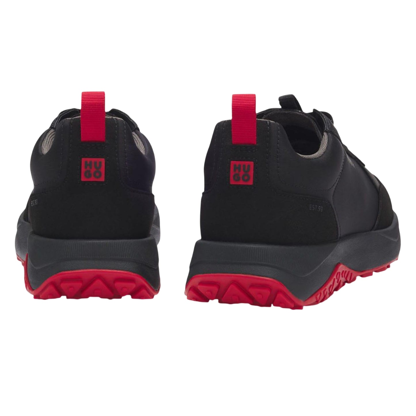 Black-Red - Back - Hugo Mens Kane Leather Running Trainers