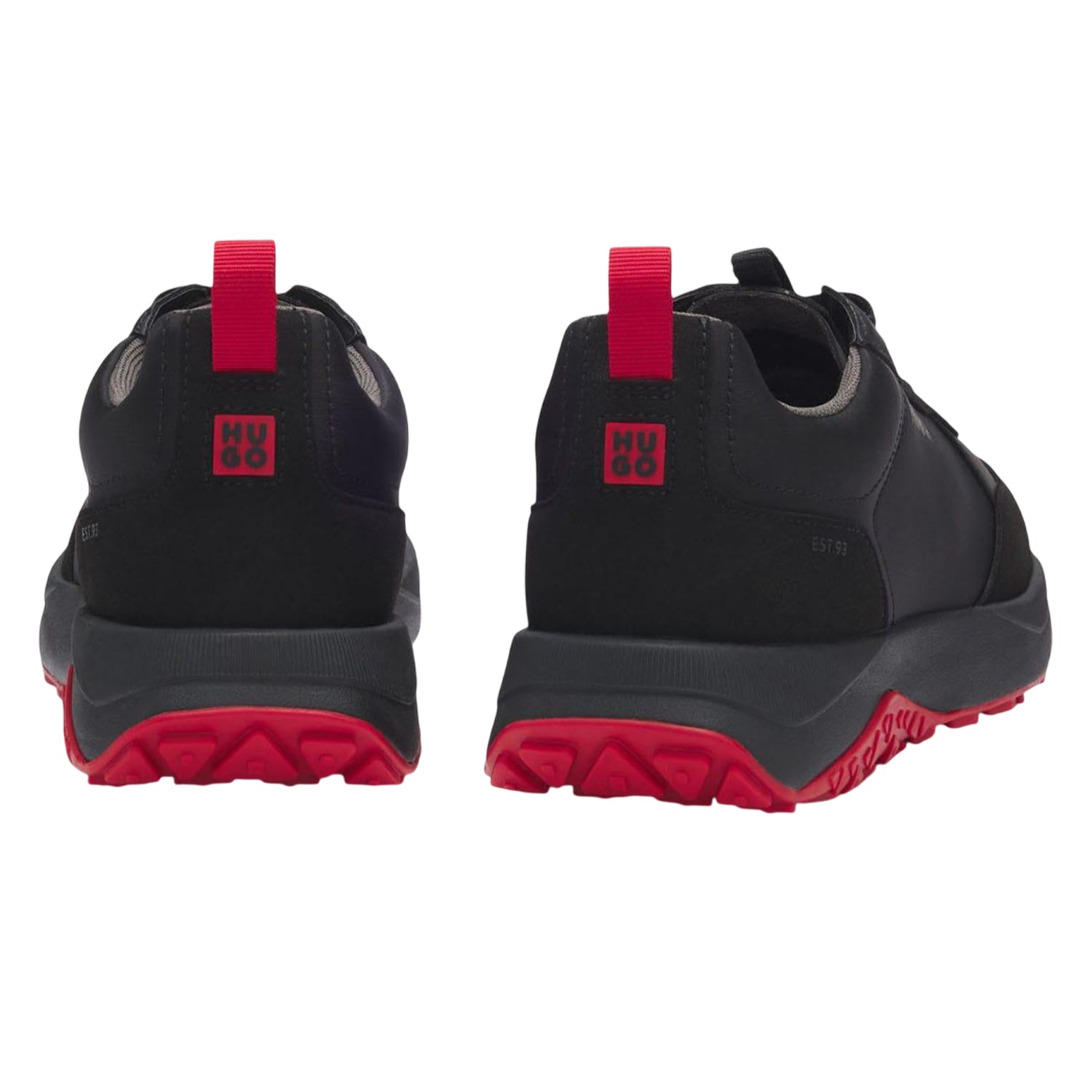 Black-Red - Back - Hugo Mens Kane Leather Running Trainers