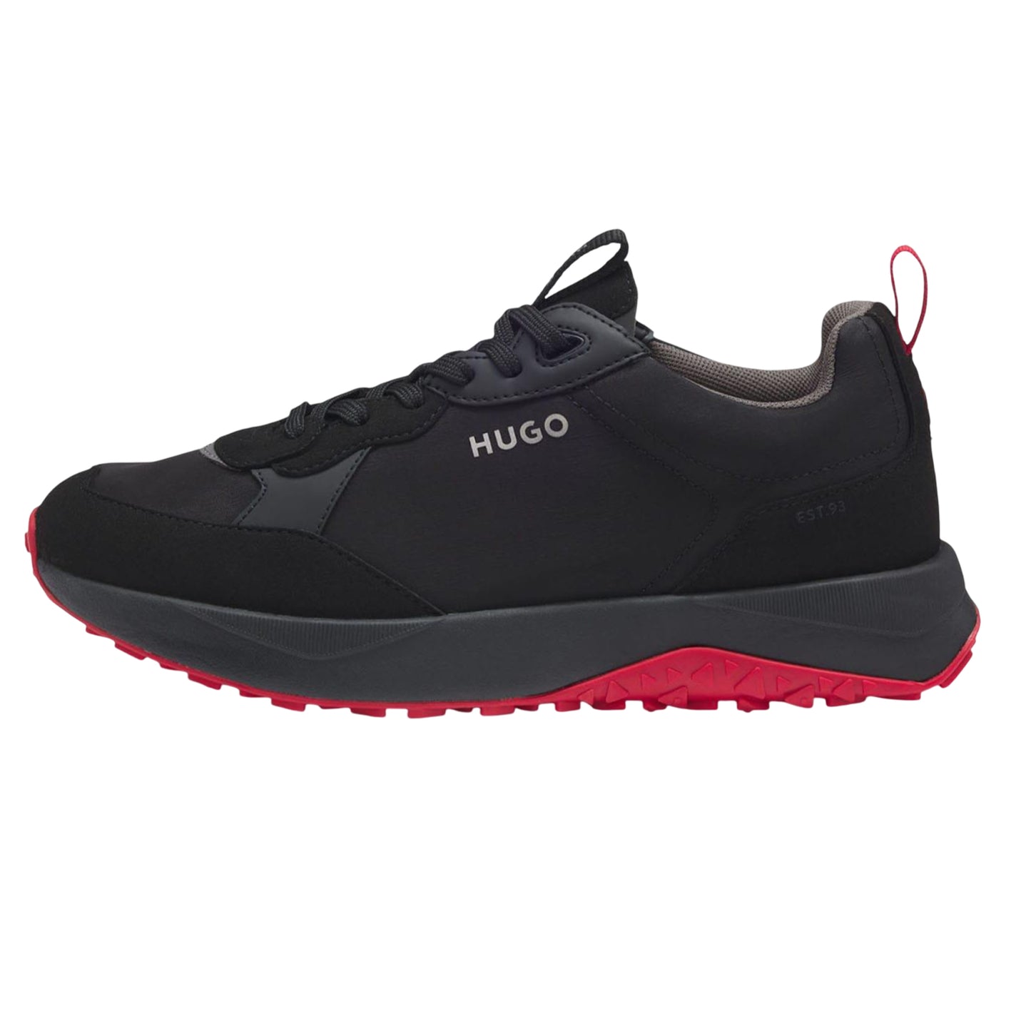 Black-Red - Lifestyle - Hugo Mens Kane Leather Running Trainers
