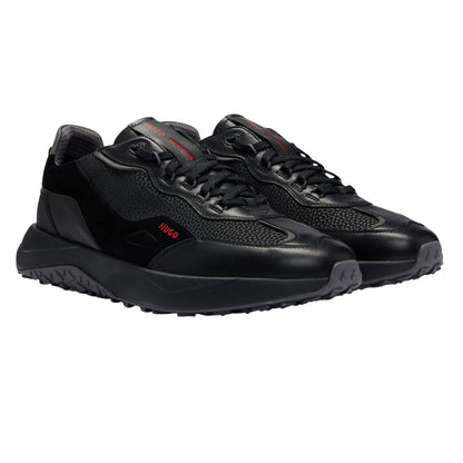 Black - Front - Hugo Mens Kane Leather Running Trainers