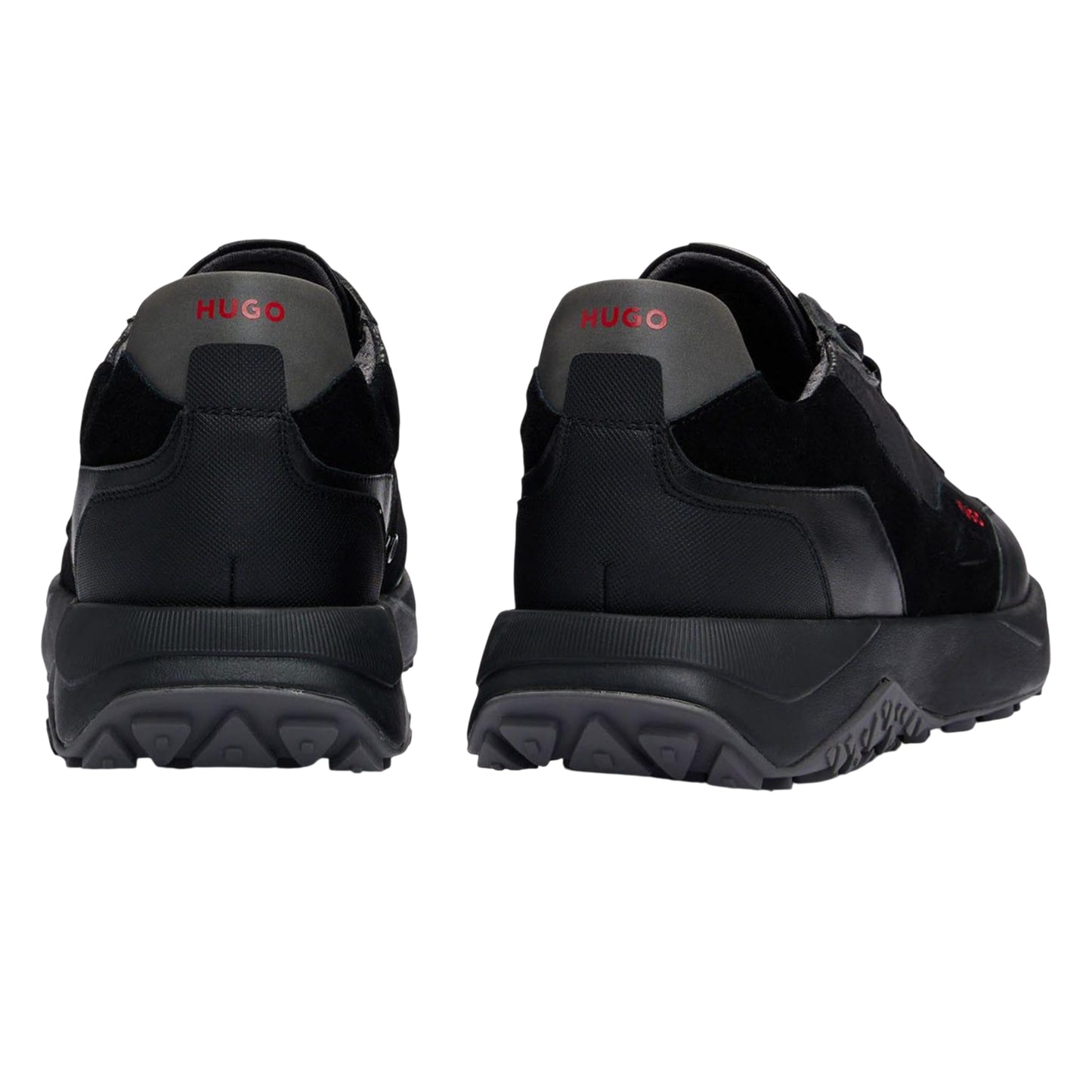 Black - Back - Hugo Mens Kane Leather Running Trainers