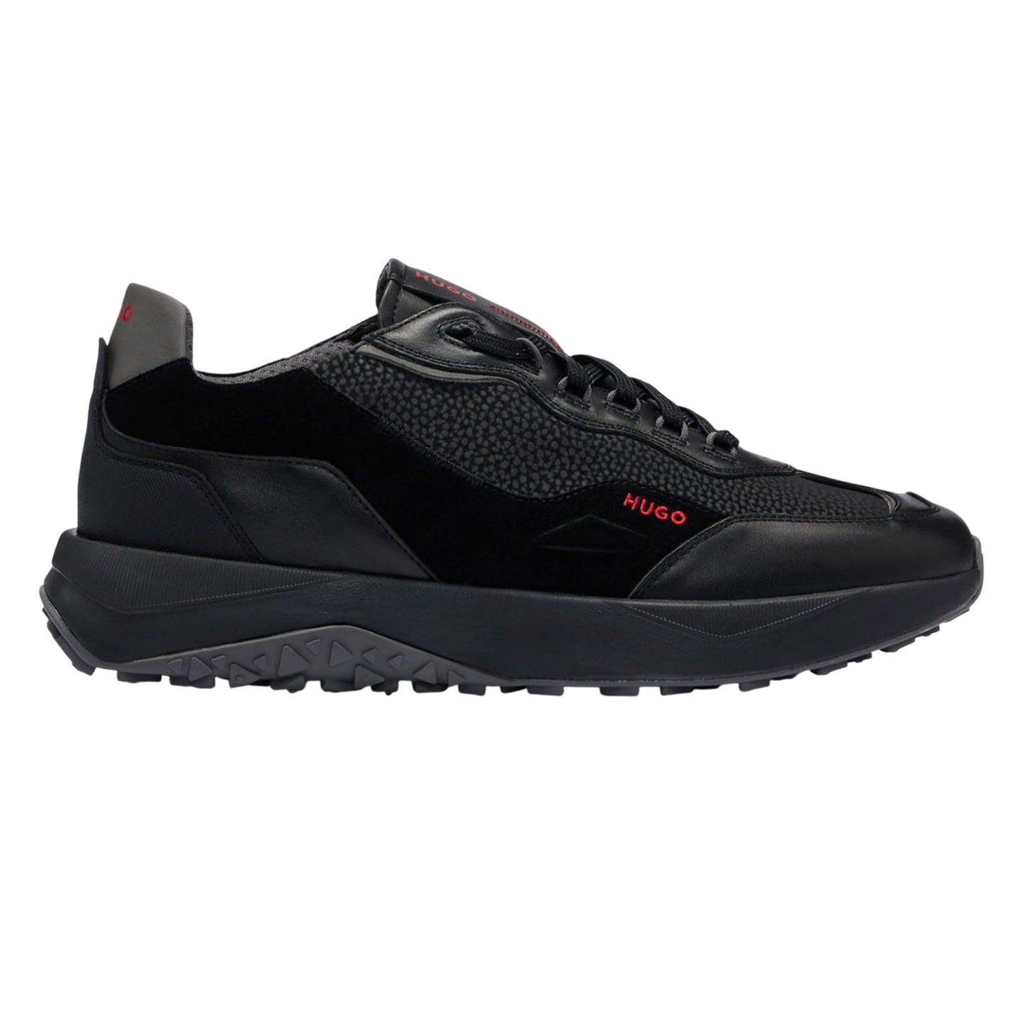 Black - Side - Hugo Mens Kane Leather Running Trainers