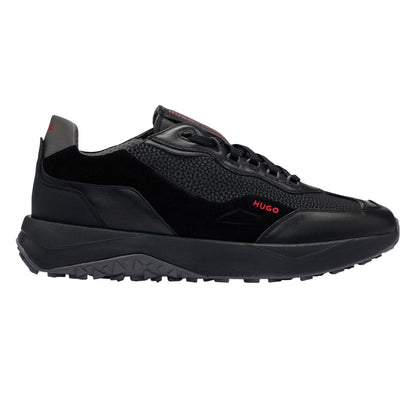Black - Side - Hugo Mens Kane Leather Running Trainers