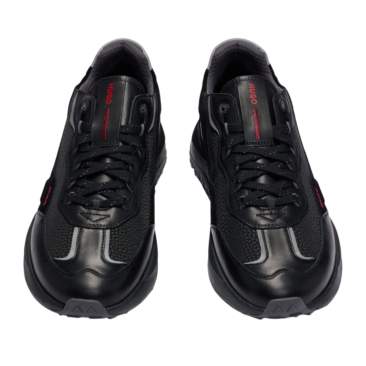 Black - Lifestyle - Hugo Mens Kane Leather Running Trainers