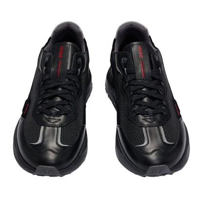 Black - Lifestyle - Hugo Mens Kane Leather Running Trainers