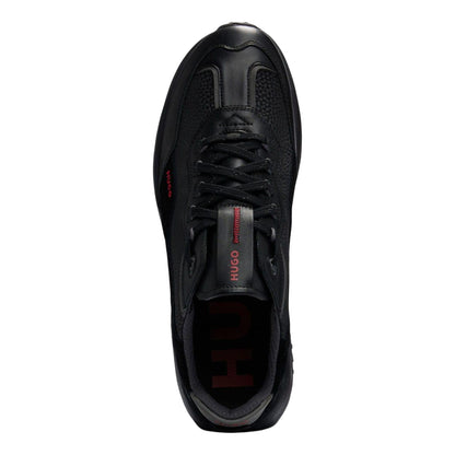 Black - Pack Shot - Hugo Mens Kane Leather Running Trainers