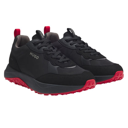 Black-Red - Front - Hugo Mens Kane Leather Running Trainers