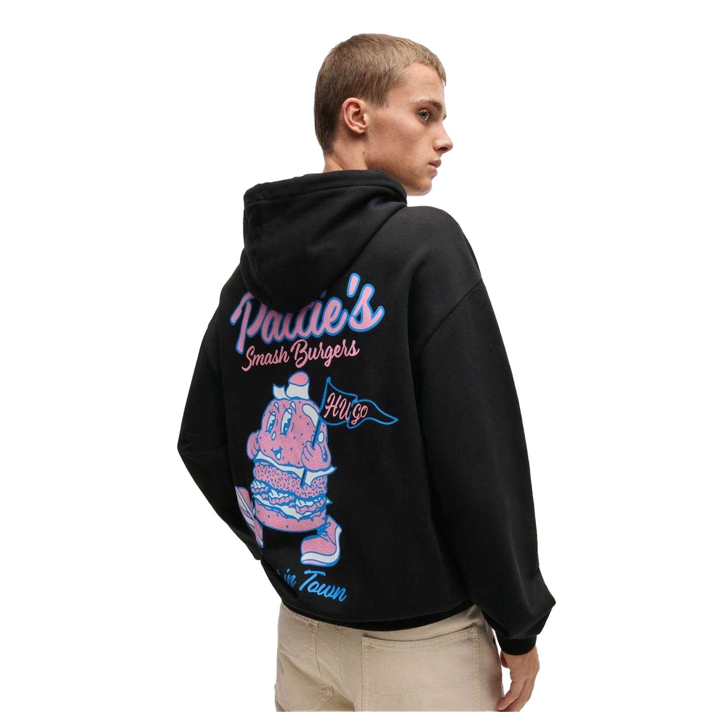 Black - Back - Hugo Unisex Adult Namiko Back Print Hoodie