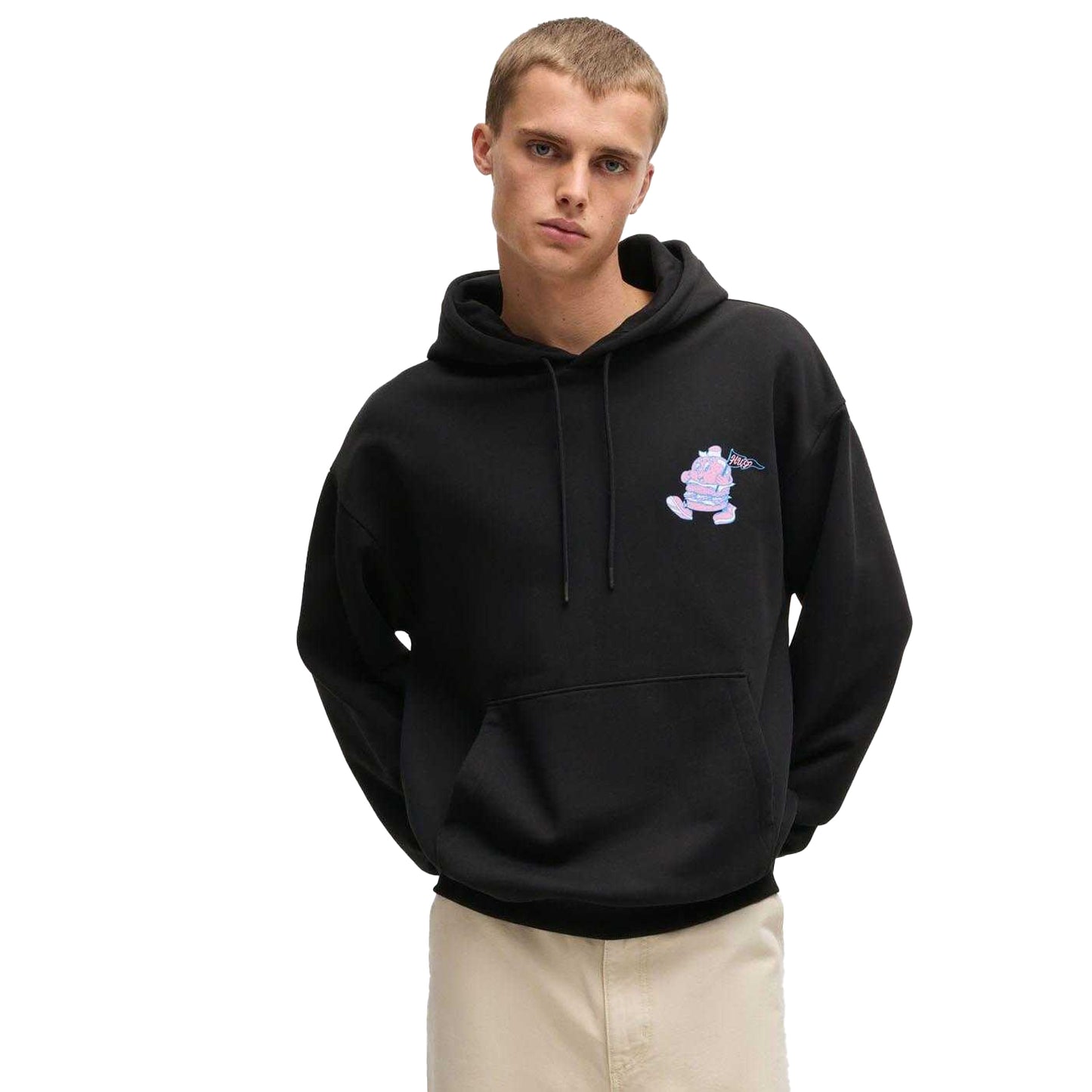 Black - Side - Hugo Unisex Adult Namiko Back Print Hoodie