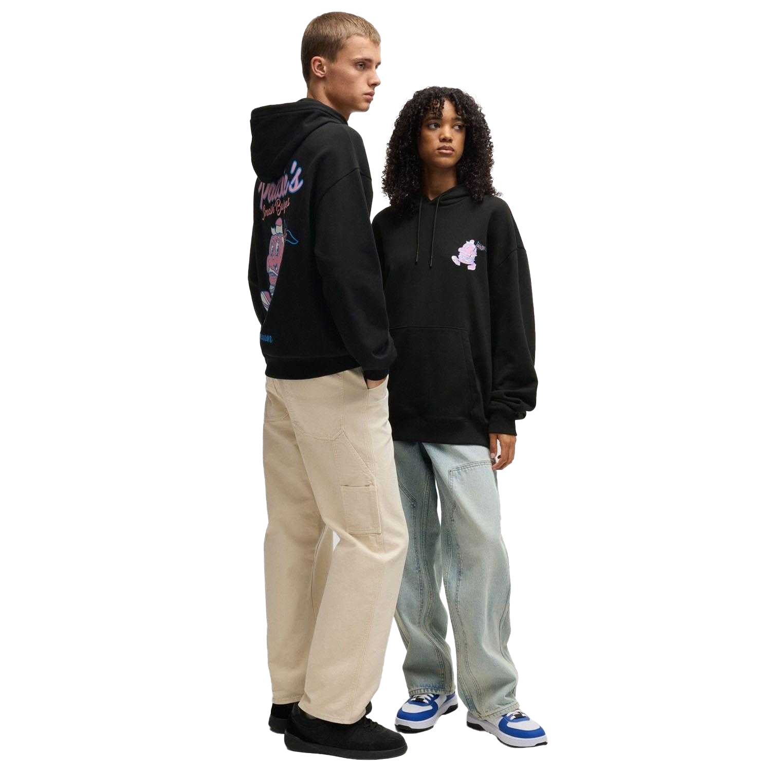 Black - Pack Shot - Hugo Unisex Adult Namiko Back Print Hoodie