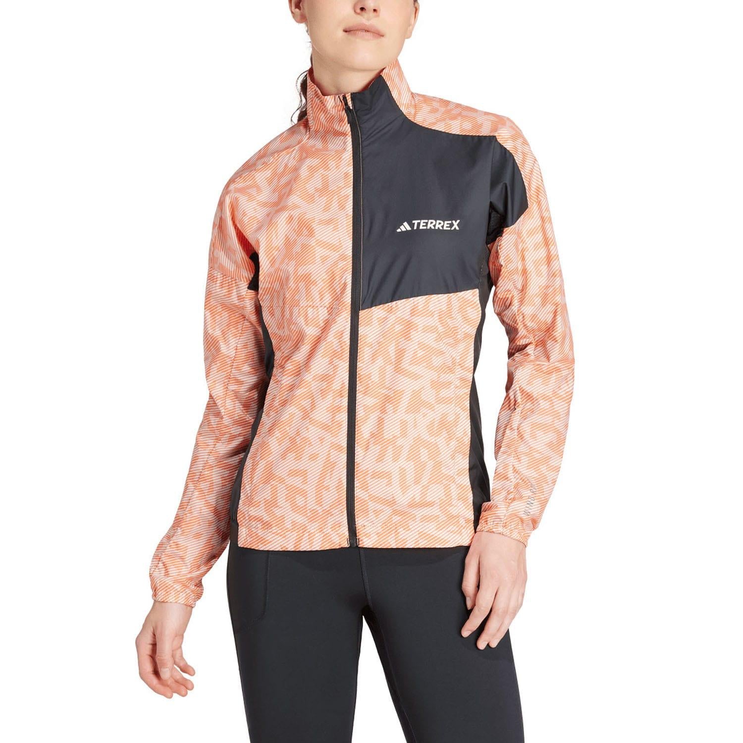 Amber-Black - Pack Shot - Adidas Womens-Ladies Terrex Trail Running Wind Jacket