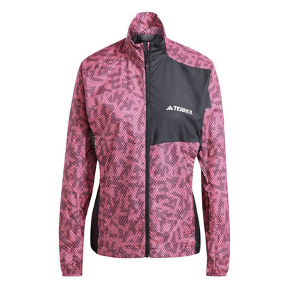 Pink-Black - Front - Adidas Womens-Ladies Terrex Trail Running Wind Jacket