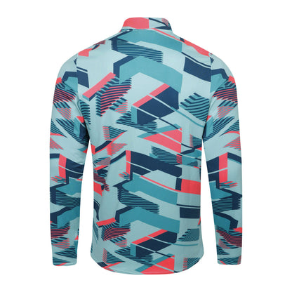 Blue-Pink - Back - Umbro Mens Premier Graphic Print Warm Up Midlayer