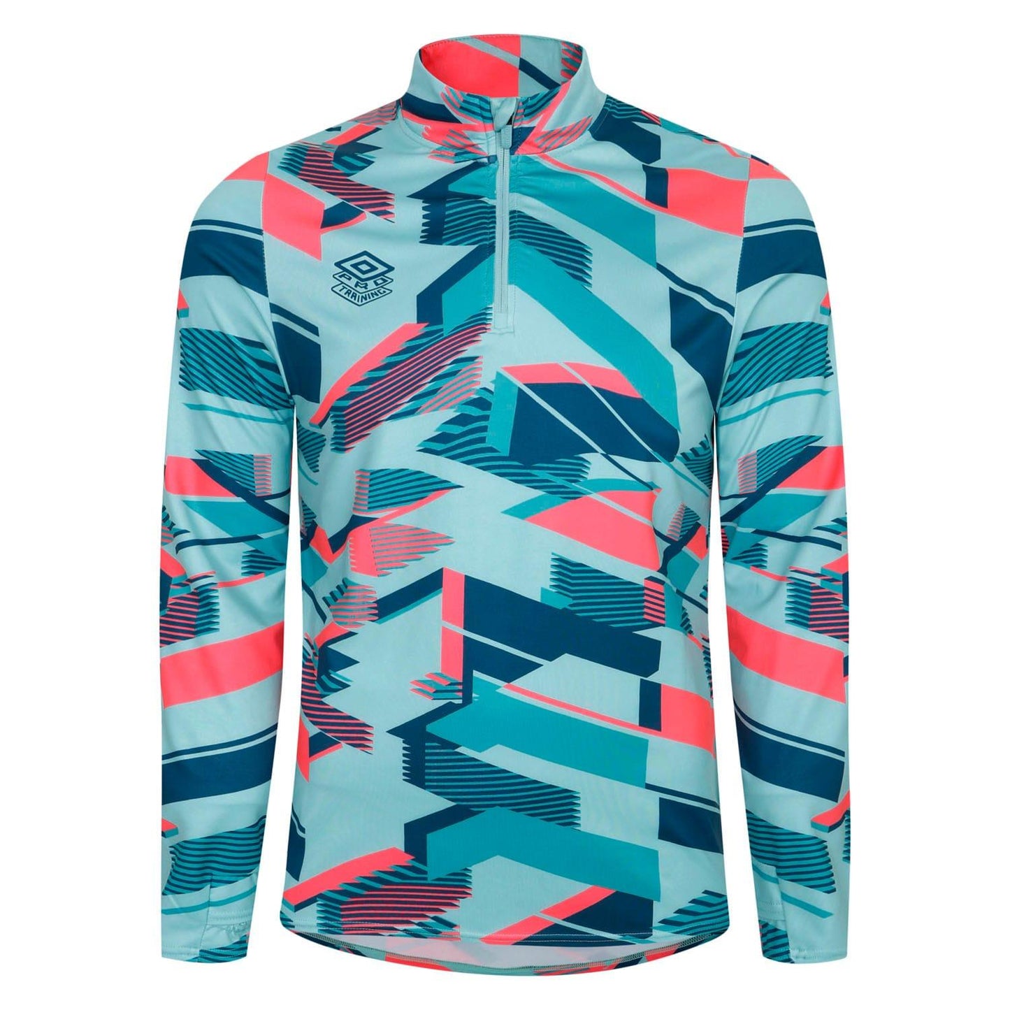 Blue-Pink - Front - Umbro Mens Premier Graphic Print Warm Up Midlayer