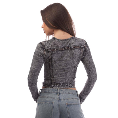 Grey - Back - Diesel Womens-Ladies T-Clau-N1 Crop Top