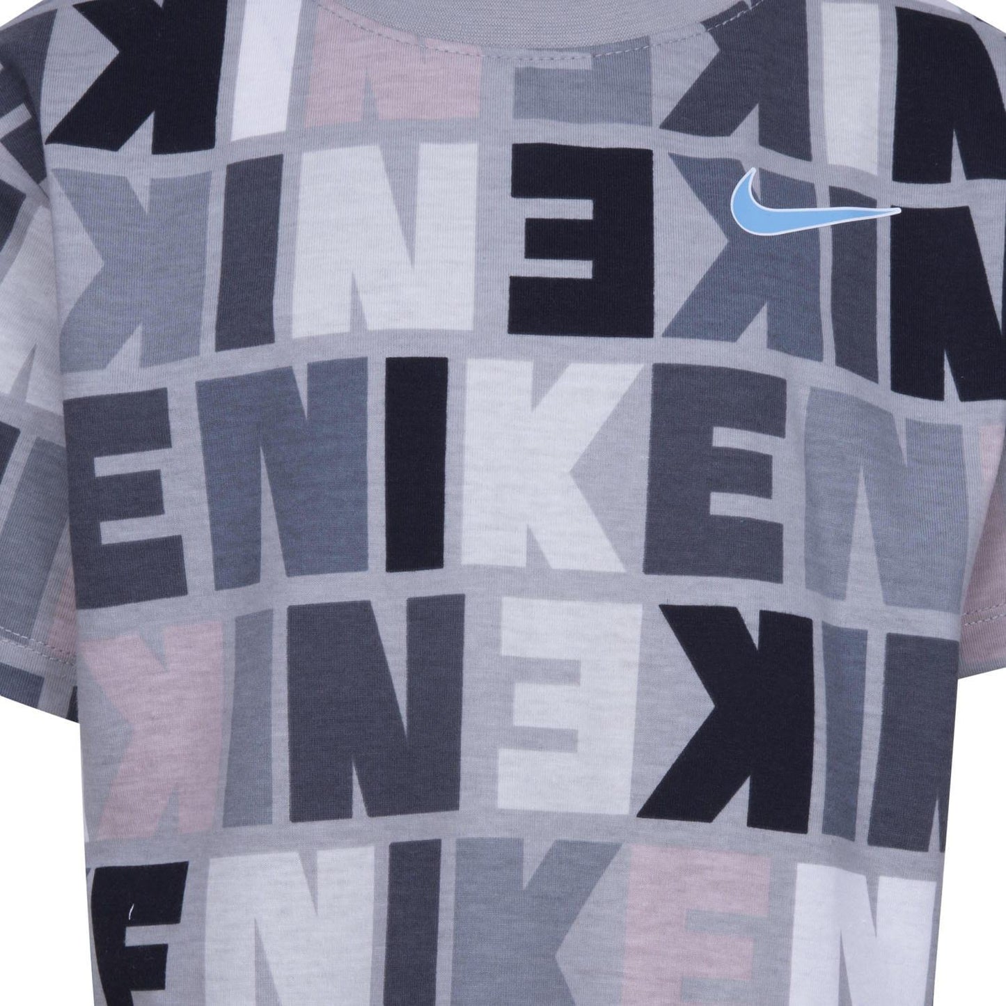 Blue-Grey-White - Lifestyle - Nike Childrens-Kids Knitted T-Shirt & Shorts Set