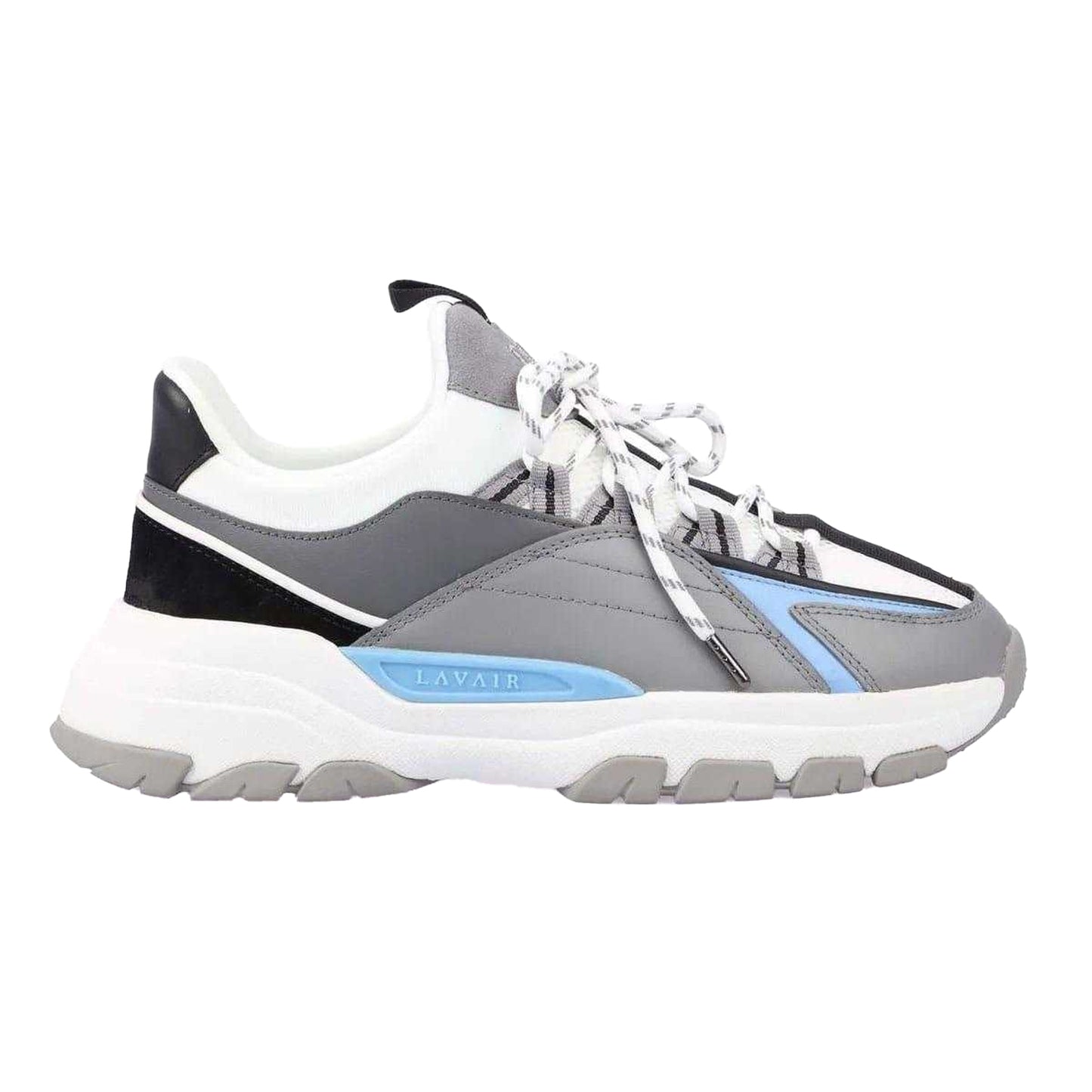 White-Blue - Side - Lavair Mens Creator Evo Suede Trainers