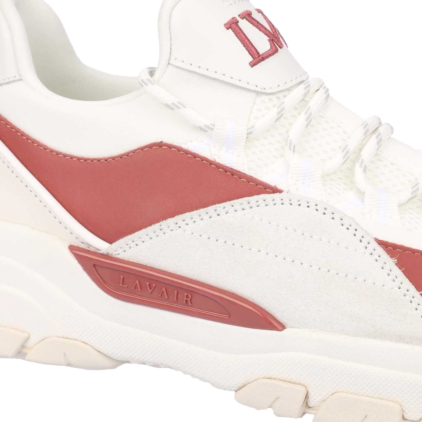 White-Red - Pack Shot - Lavair Mens Creator Evo Suede Trainers