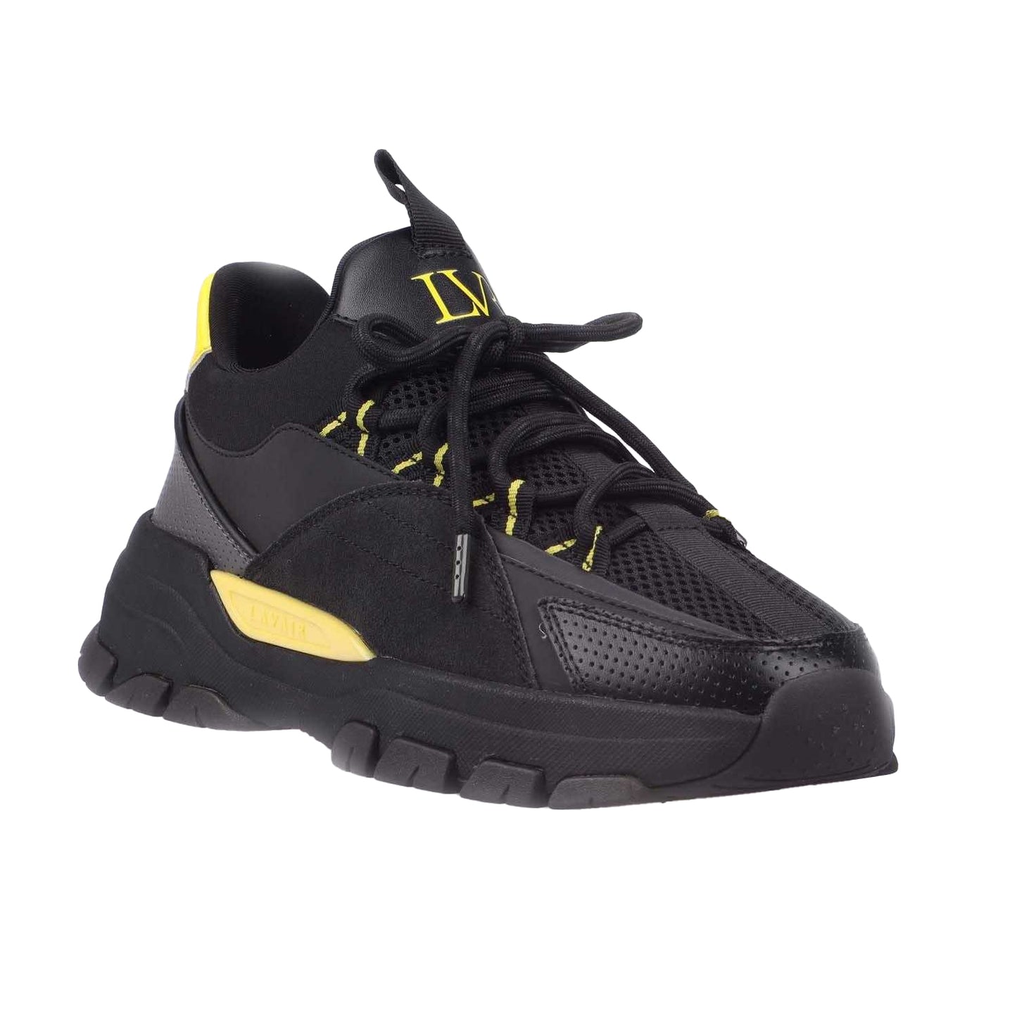 Black-Yellow - Back - Lavair Mens Creator Evo Suede Trainers