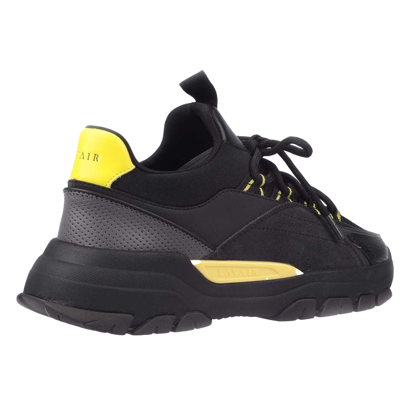Black-Yellow - Side - Lavair Mens Creator Evo Suede Trainers