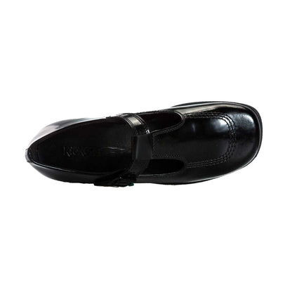 Black - Side - Kickers Womens-Ladies Fragma Patent Leather T-Bar Mary Janes