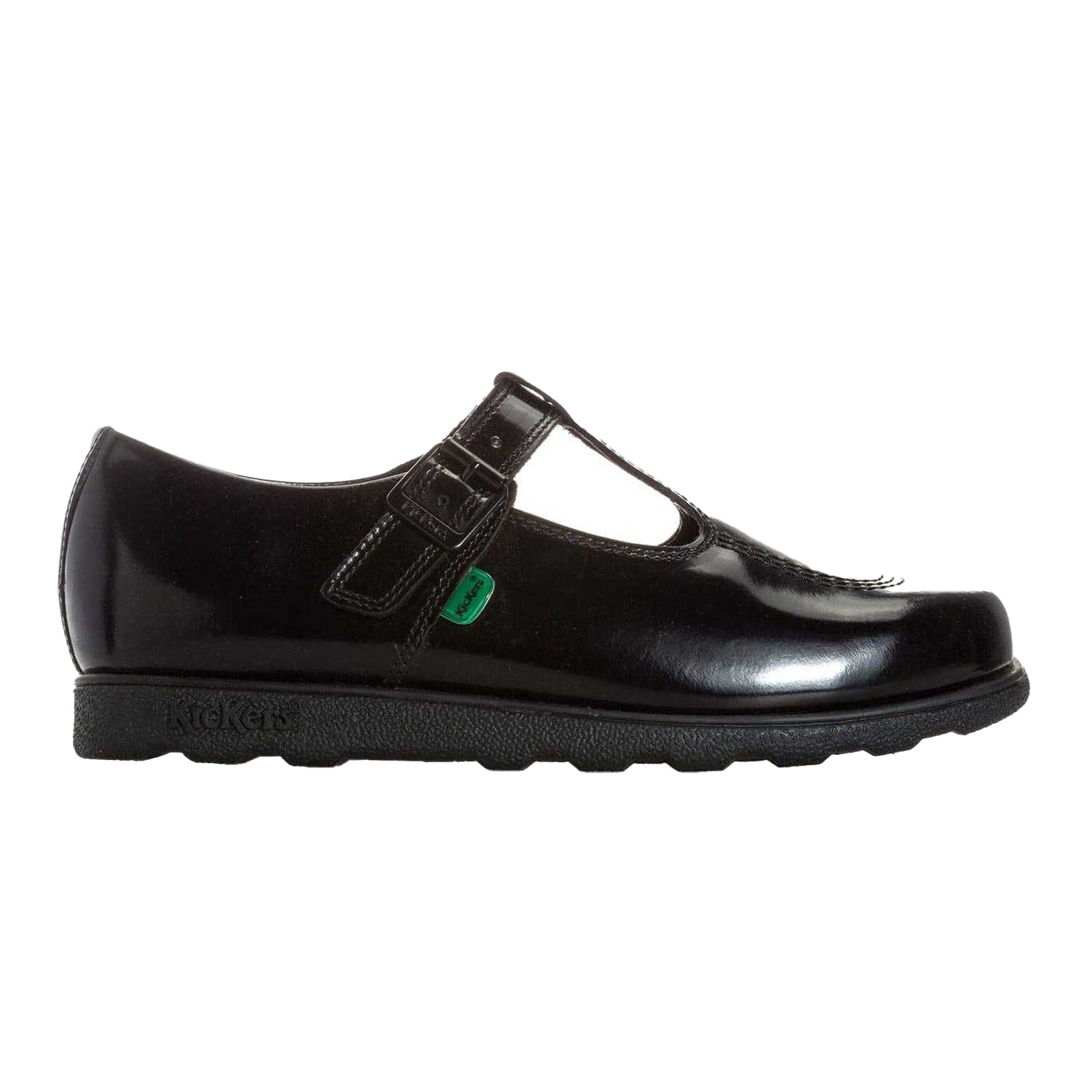Black - Front - Kickers Womens-Ladies Fragma Patent Leather T-Bar Mary Janes