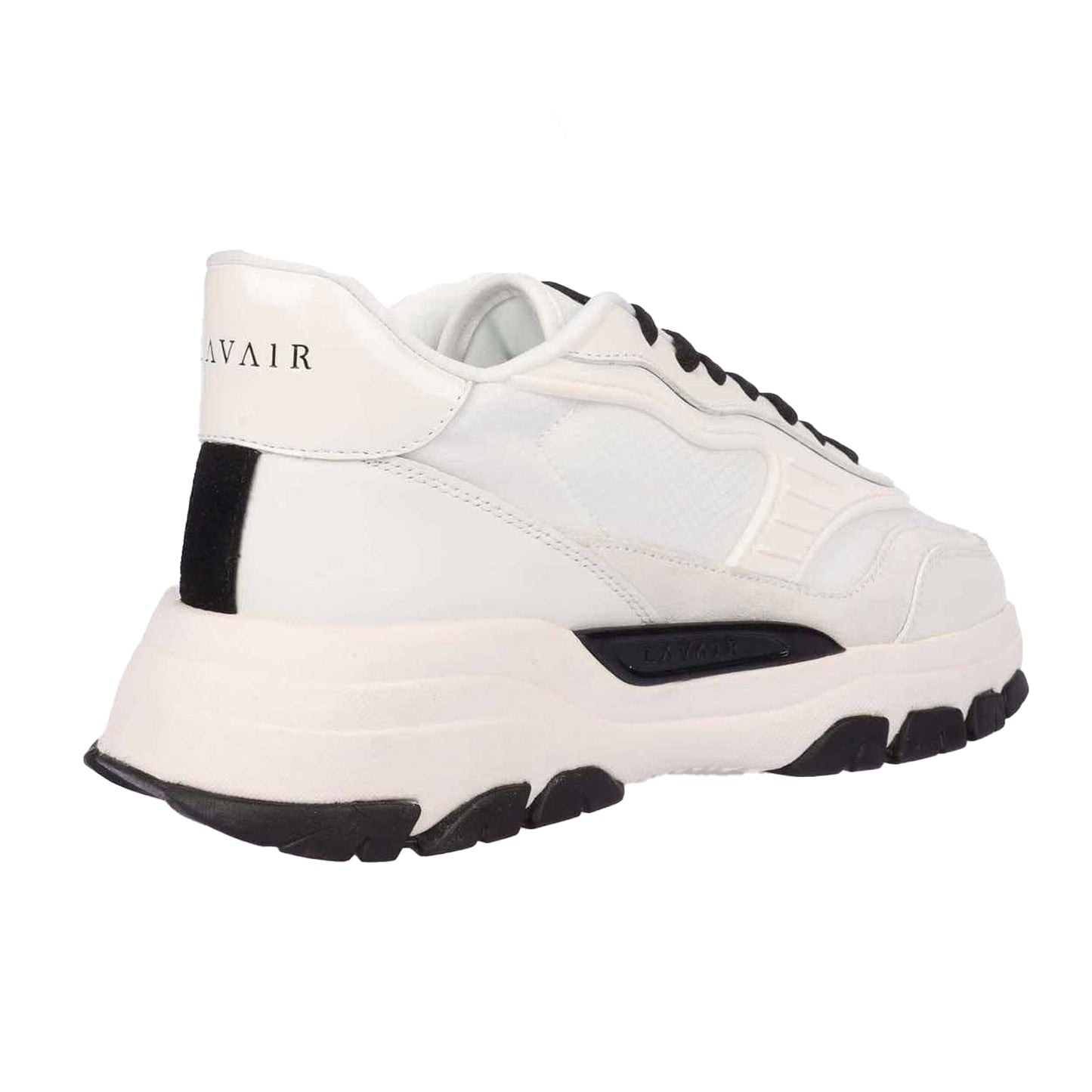 White-Black - Pack Shot - Lavair Mens Pacific 2.0 Suede Panel Trainers