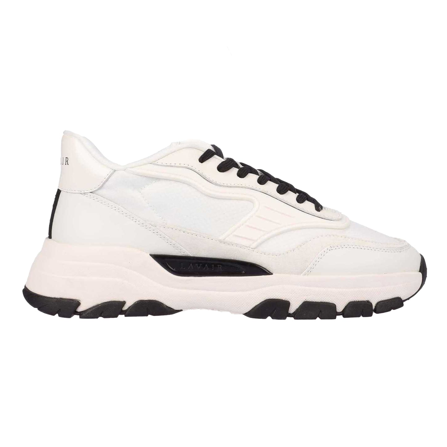 White-Black - Side - Lavair Mens Pacific 2.0 Suede Panel Trainers