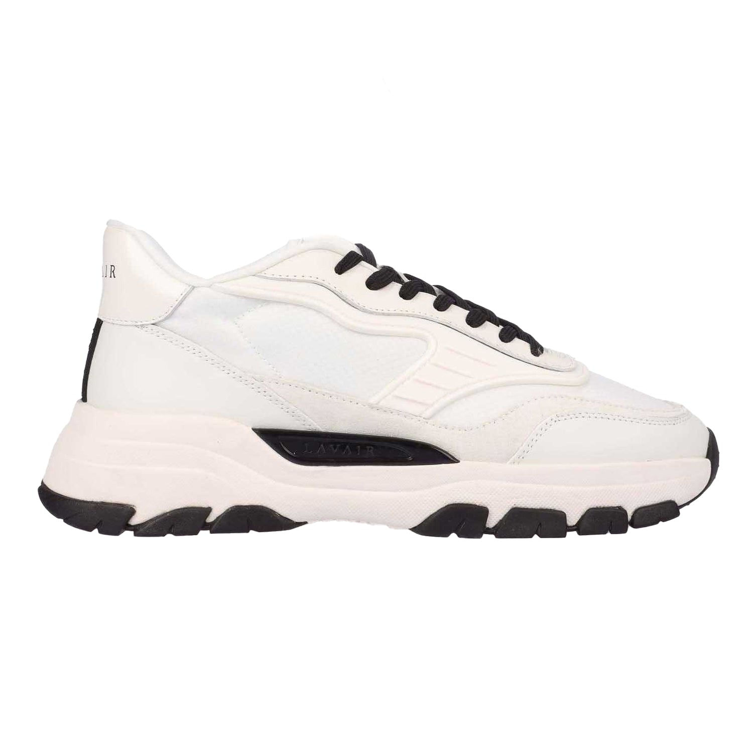 White-Black - Side - Lavair Mens Pacific 2.0 Suede Panel Trainers