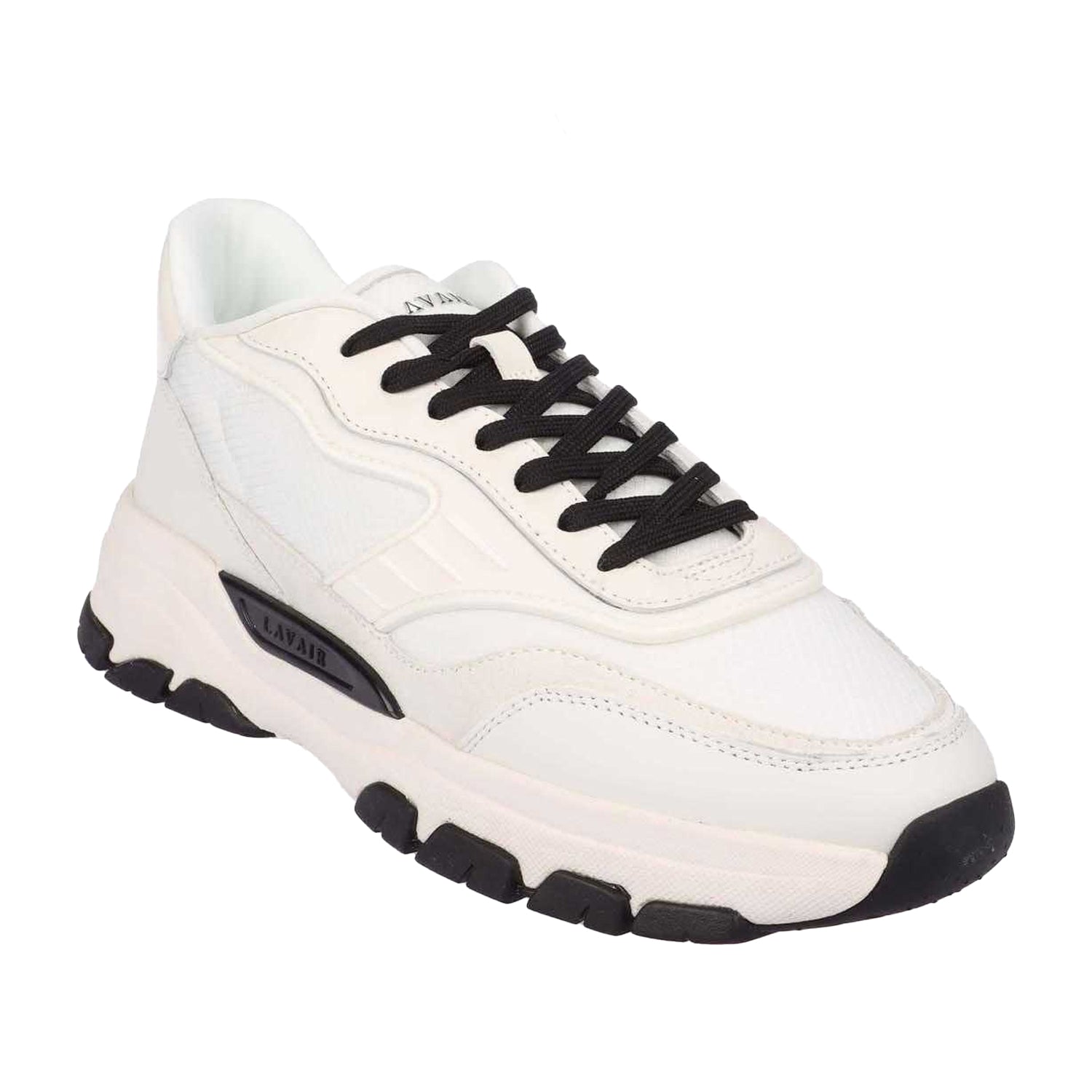 White-Black - Front - Lavair Mens Pacific 2.0 Suede Panel Trainers
