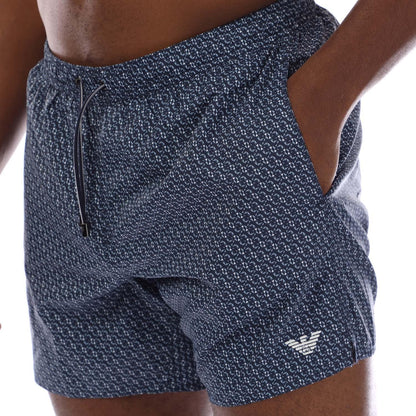 Blue - Side - Armani Mens Woven Swim Shorts