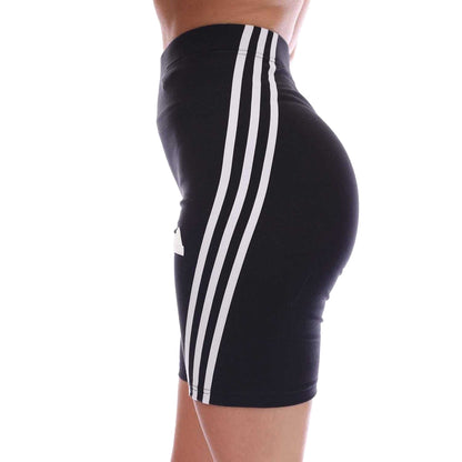 Black-White - Side - Adidas Womens-Ladies Future Icons 3 Stripes Biker Shorts