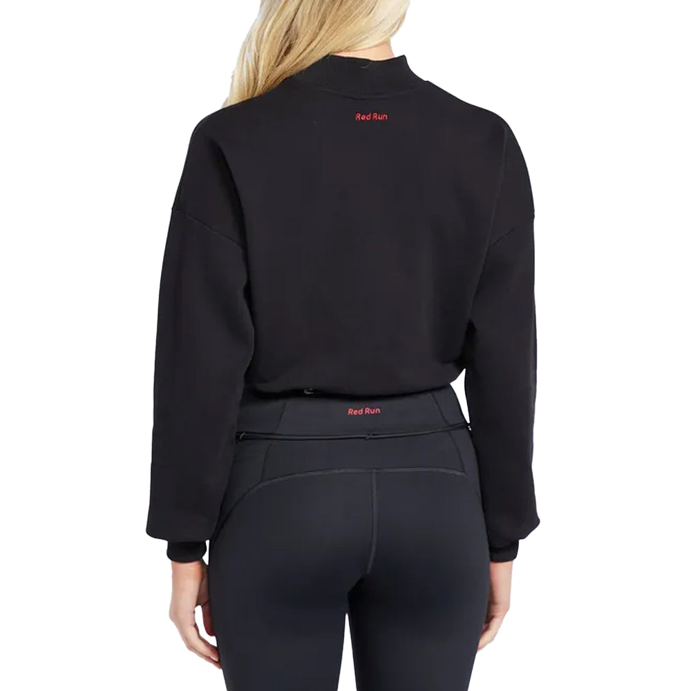 Black - Back - Red Run Womens-Ladies Inky Crop Sweatshirt