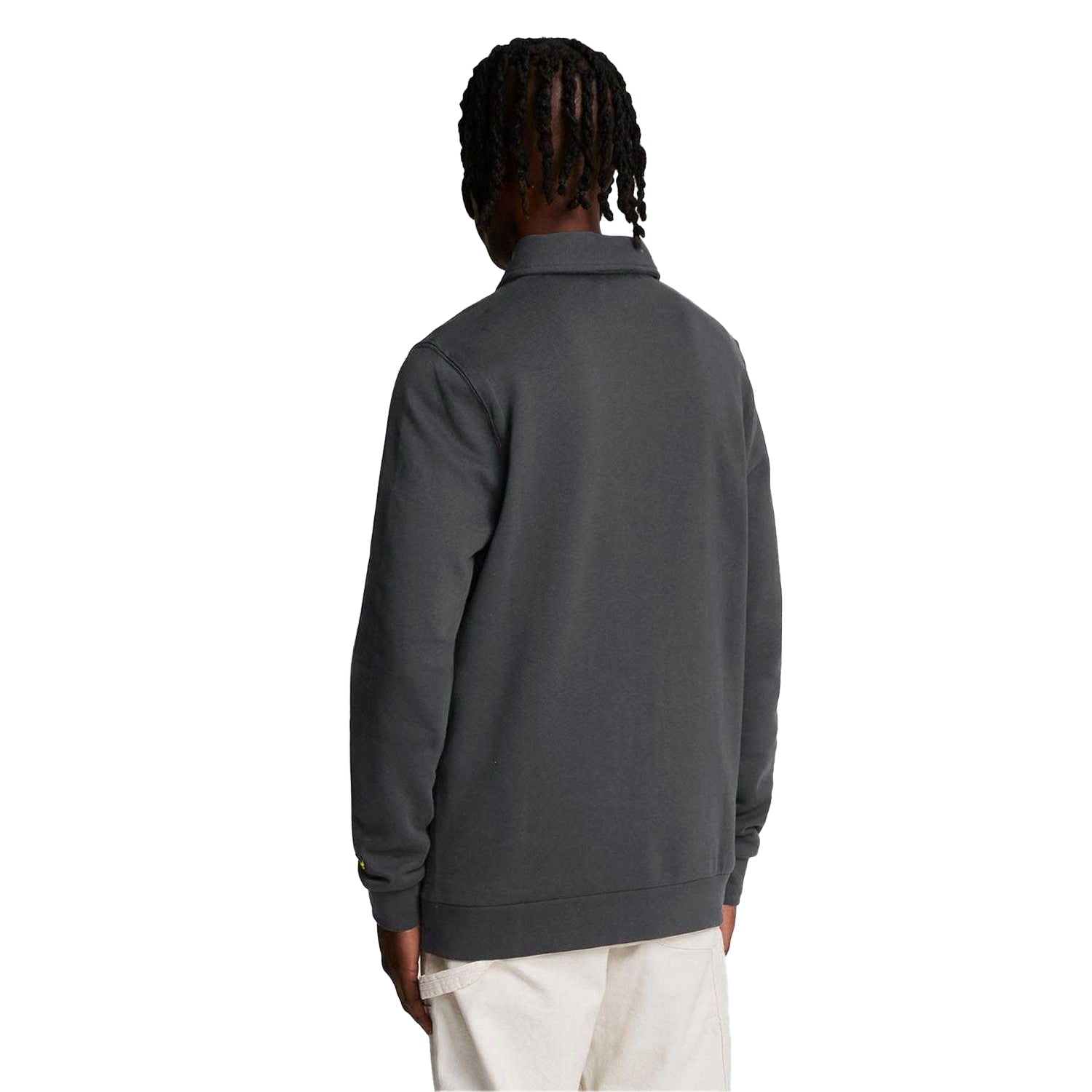 Gunmetal - Back - Lyle & Scott Mens Embroidered Quarter Zip Sweatshirt
