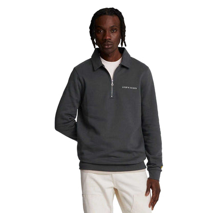 Gunmetal - Side - Lyle & Scott Mens Embroidered Quarter Zip Sweatshirt