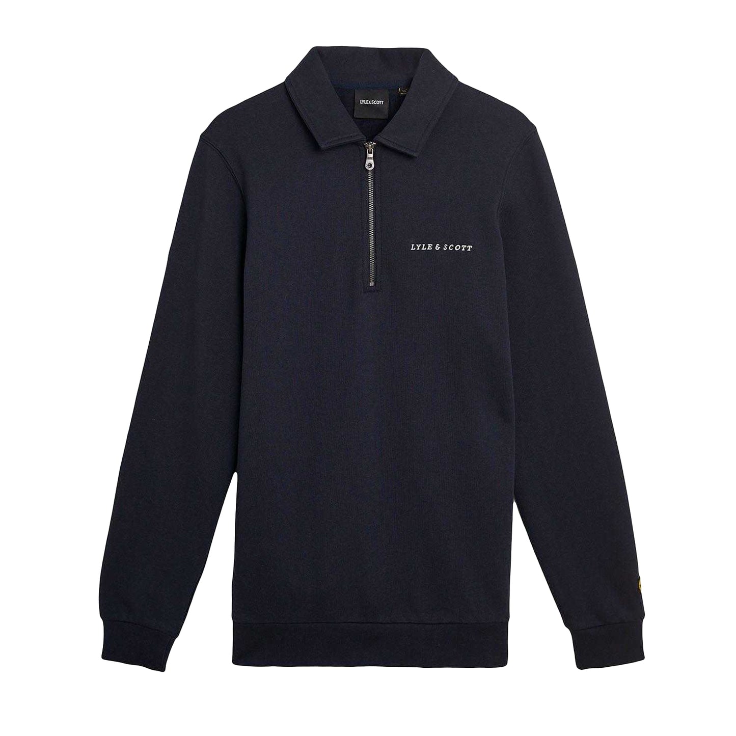 Navy - Front - Lyle & Scott Mens Embroidered Quarter Zip Sweatshirt