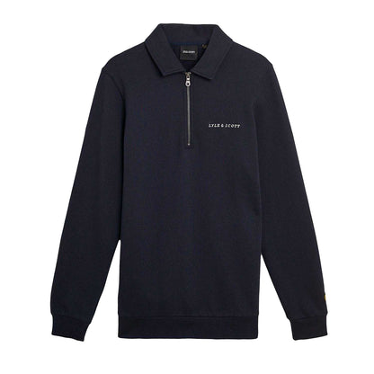 Navy - Front - Lyle & Scott Mens Embroidered Quarter Zip Sweatshirt
