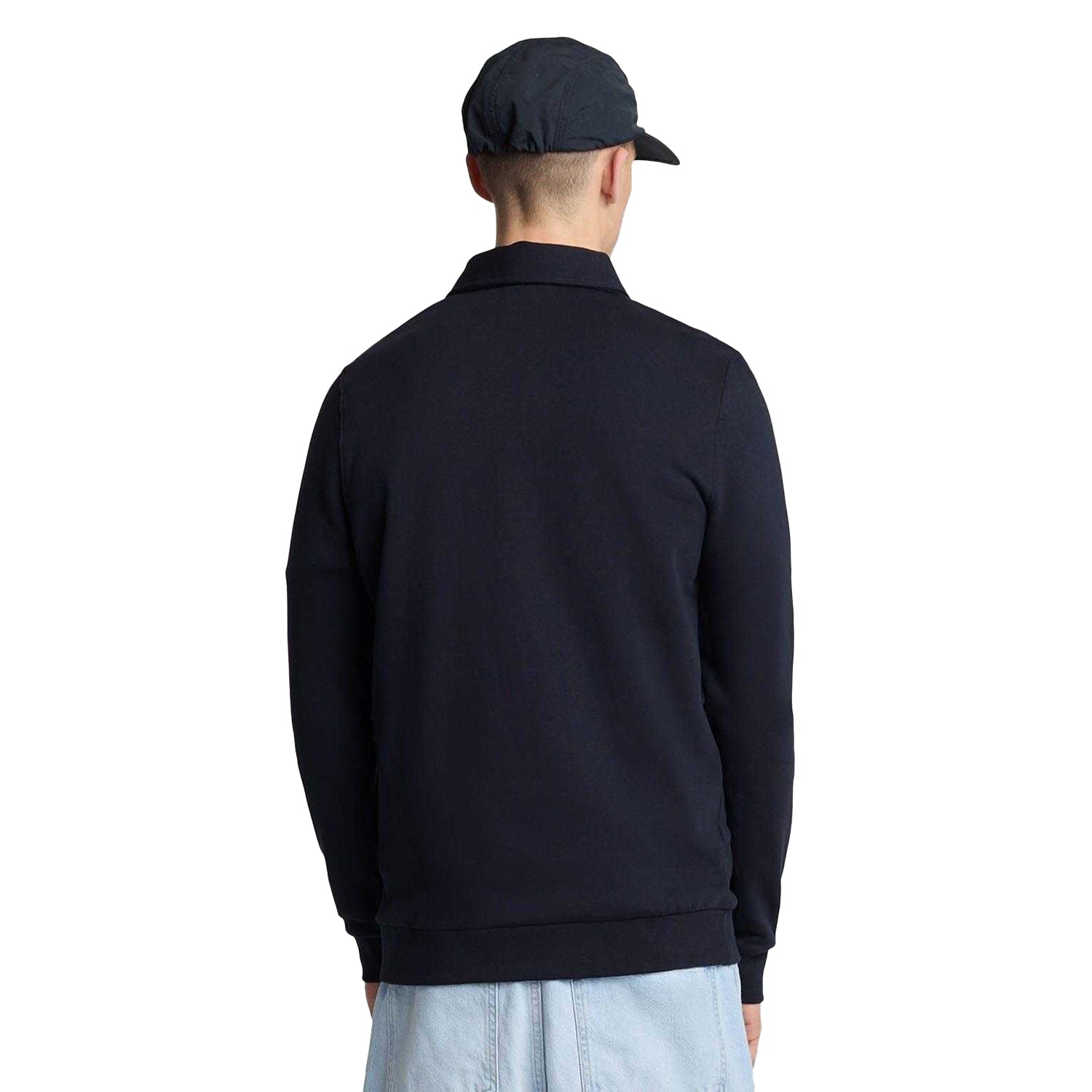 Navy - Back - Lyle & Scott Mens Embroidered Quarter Zip Sweatshirt