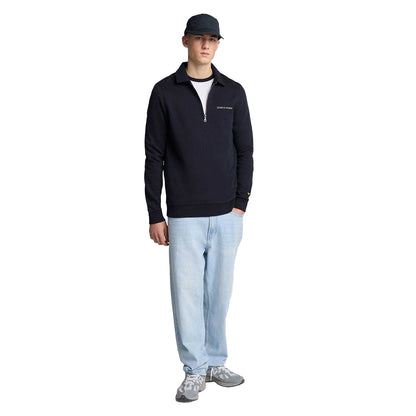 Navy - Lifestyle - Lyle & Scott Mens Embroidered Quarter Zip Sweatshirt
