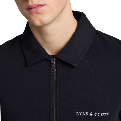 Navy - Pack Shot - Lyle & Scott Mens Embroidered Quarter Zip Sweatshirt