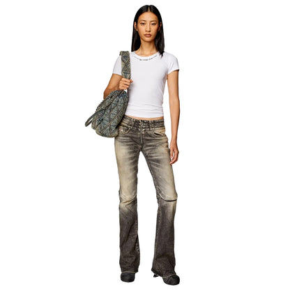 White - Lifestyle - Diesel Womens-Ladies T-Matic Jersey Ribbed T-Shirt