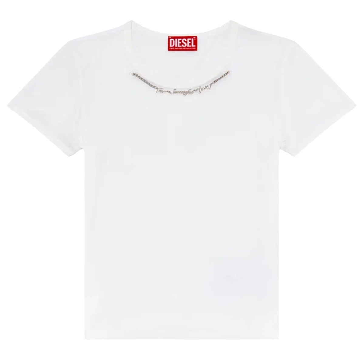 White - Front - Diesel Womens-Ladies T-Matic Jersey Ribbed T-Shirt