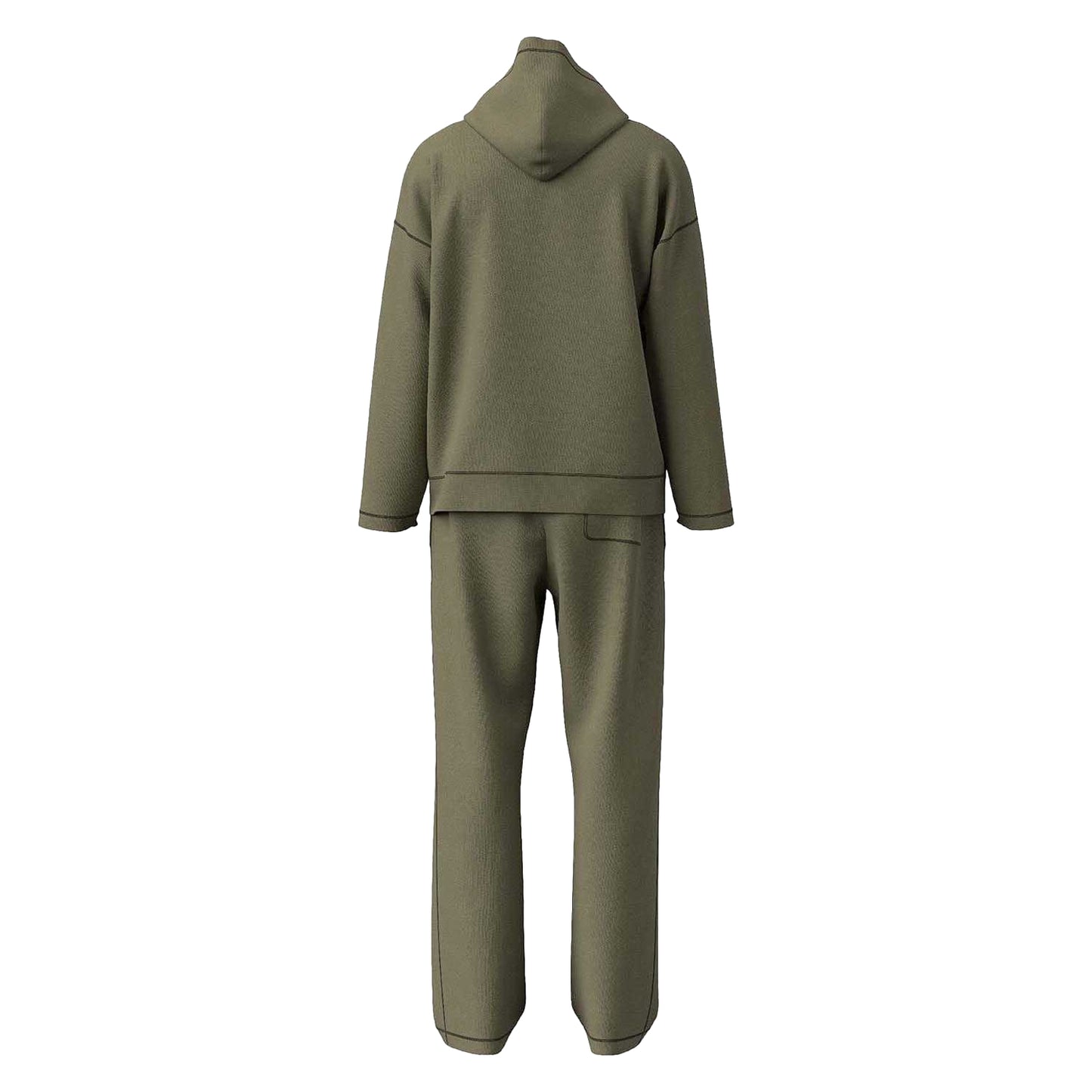 Khaki Green - Back - Diesel Mens Umset-Aramis-H Hooded Long Pyjama Set