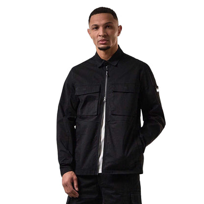 Black - Side - Weekend Offender Mens Formella Dual Pocket Overshirt