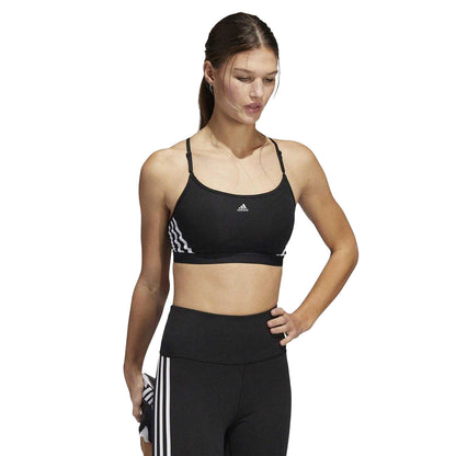 Black-White - Side - Adidas Womens-Ladies Aeroreact Light Support Training Sports Bra